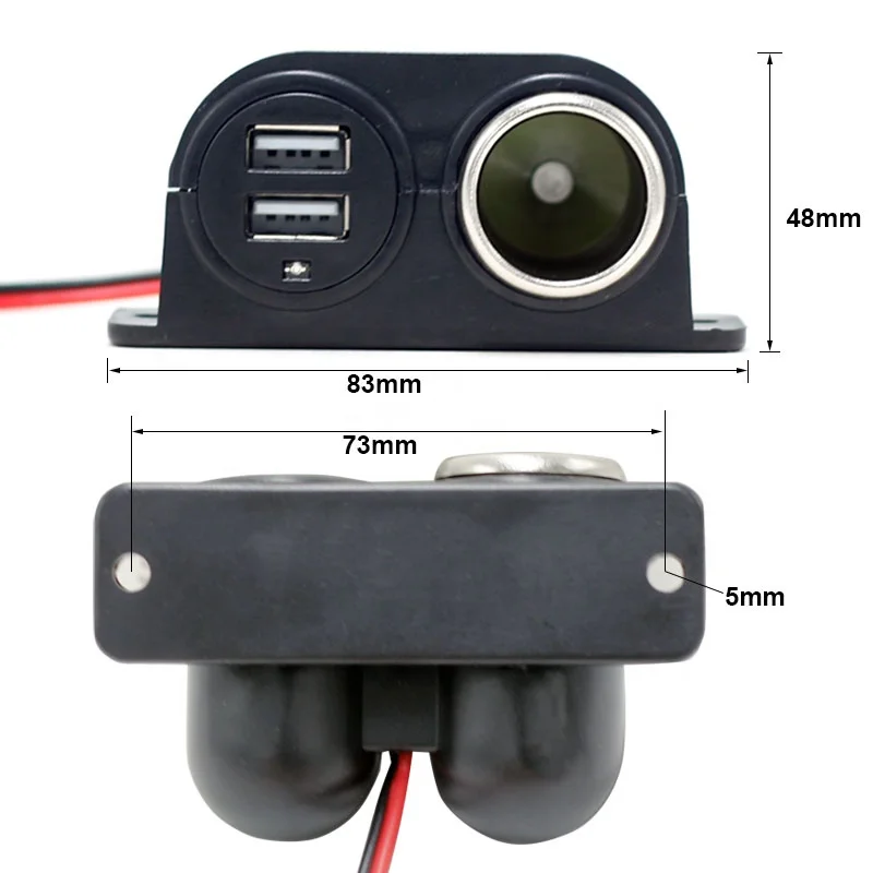 Black Car Cigarette Lighter Auxiliary USB Dual Power Outlet DC 12V Socket Plug Adapter Car Accessories