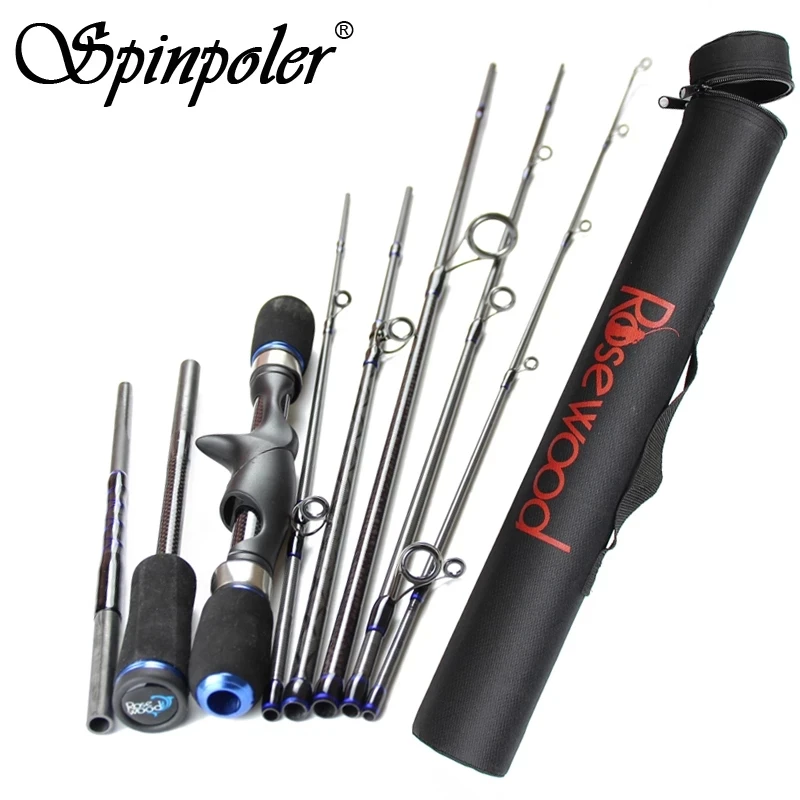 Spinpoler wholesale fishing rod 8 Sections Portable Travel Rods 1.8m 2.1m medium light fishing rod With case Portable Bag