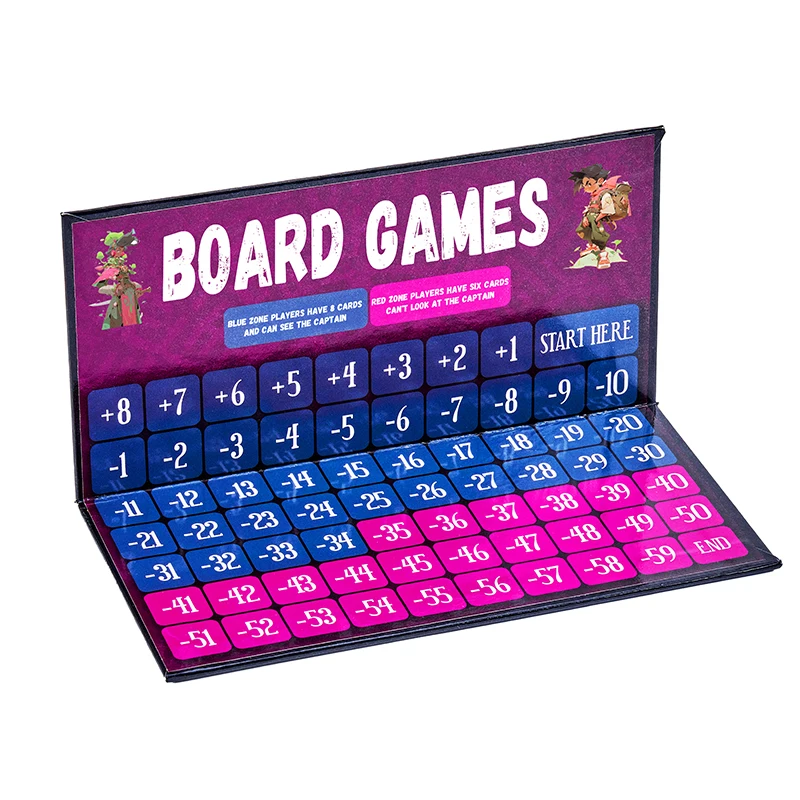 Factory-customized high-quality multiplayer board game with game cards and plastic pieces