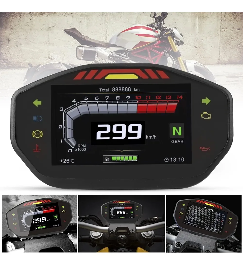 Universal Motorcycle LCD Digital Speedometer TFT 6 Gear Backlight Motorcycle Odometer For 2 4 Cylinders Motorcycle Meter
