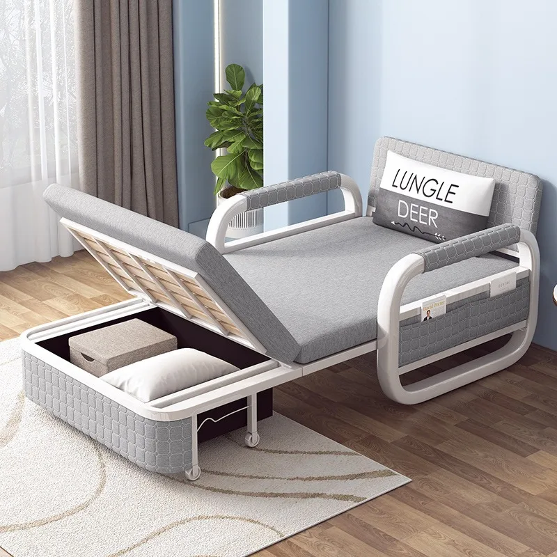Folding Multifunction Hotel Furniture Pull Out Foldable Sofa Beds Wholesale Cheap Price Modern Carton Package Microfiber Fabric