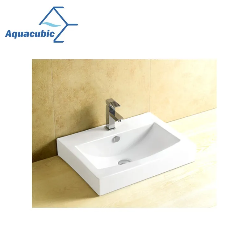 
Aquacubic Modern Small Size Counter Top Bathroom Ceramic Wash Basin 