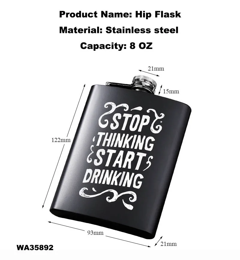 Manufacturer Wholesale 8oz Custom Logo Leak Proof Mini Flasks Travel Matte Black Stainless Steel Whiskey Hip Flask