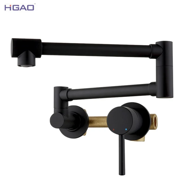 Modern 360-Degree Folding Universal Brass Faucet Personalized Wall-Mounted European American Kitchen Tap Copper Cross-Border