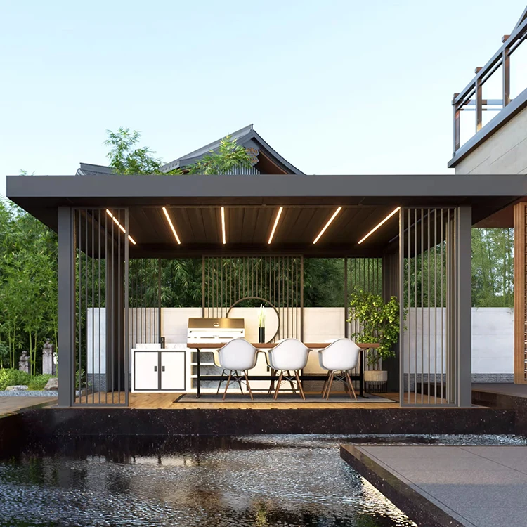 Hot Sale Outdoor Waterproof Aluminum Pergola Motorized Roof Retractable Adjustable Louvered Roof Bioclimatic Pergola