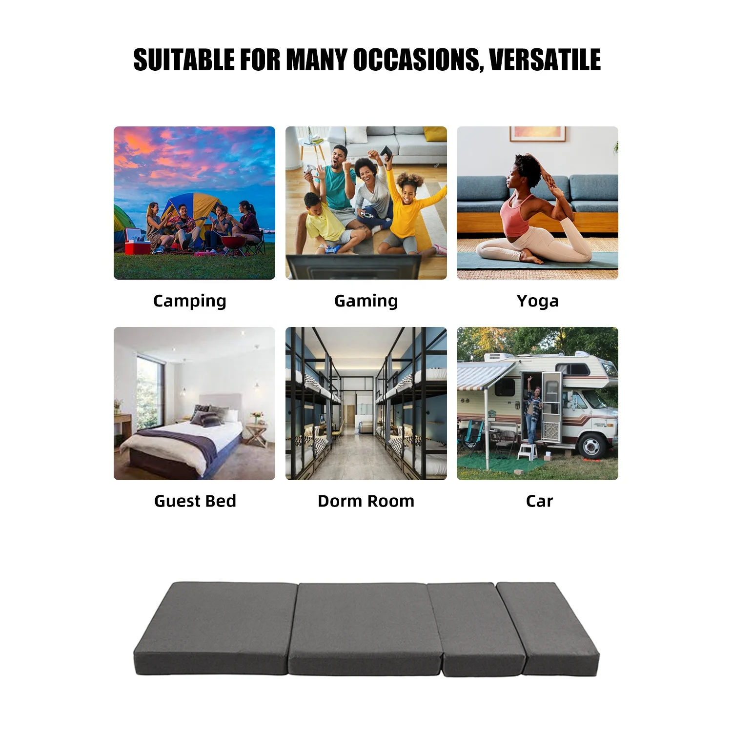 OEM Versatile tri fold Guest Mattress 4 inch Foldable Tatami Foam Portable Mattress in a Box