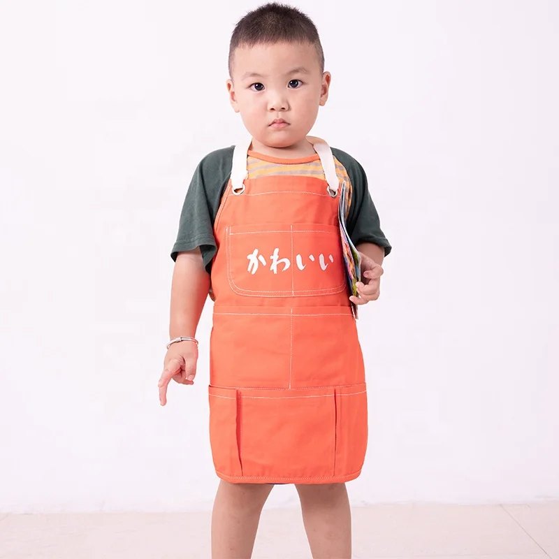 Blank Child Garden Chef Kitchen School Cute Mini Children Paint Cotton Canvas Painting Cooking Kids Apron