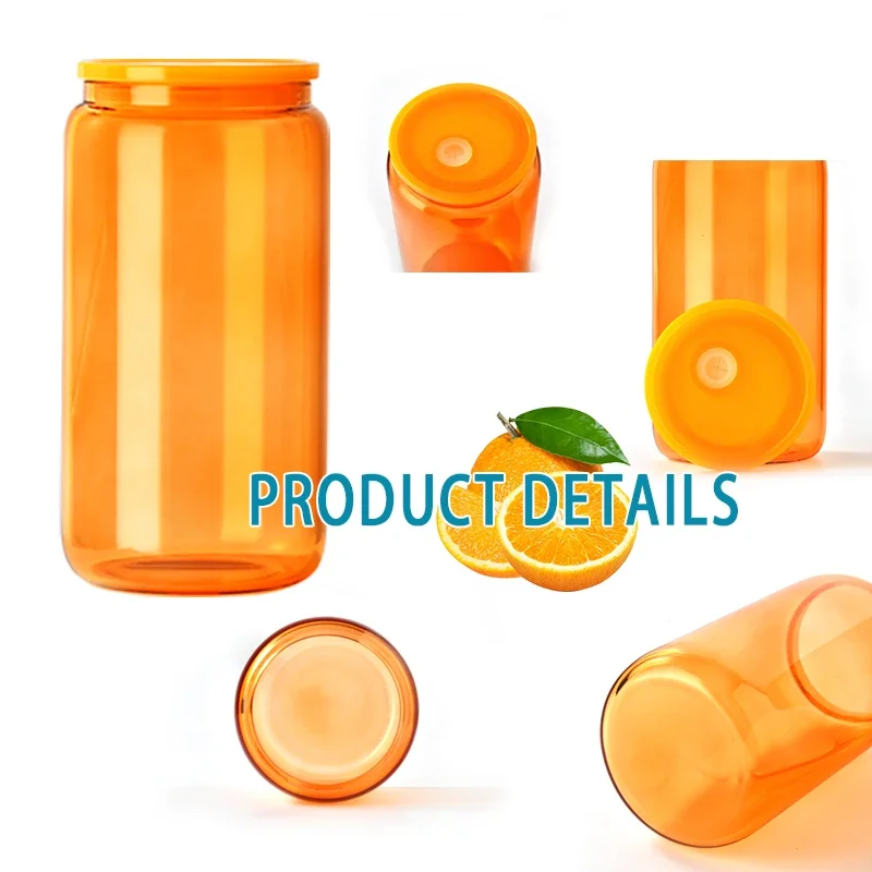 USA Warehouse stocked 16oz Clear Frosted Sublimation Blanks Transparent Candy Jelly Beer Glass Can Colored Cups MUG PRINT with P