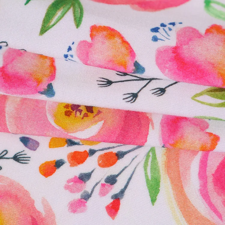 High Quality Silicone Free Soft Elastic Jersey 210GSM 95 Bamboo 5 Spandex Fabric For Print For Baby Clothing