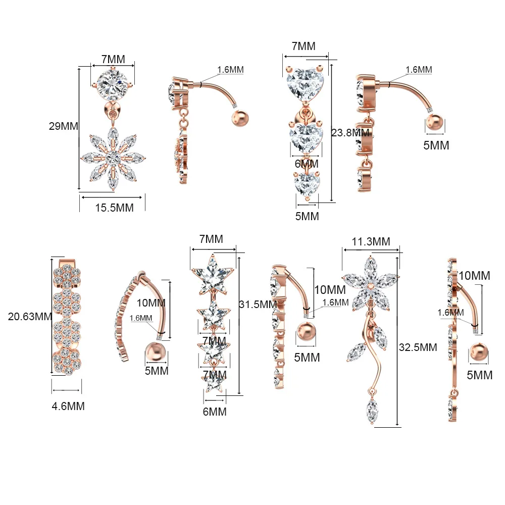 Medical Stainless Steel  Belly Navel Piercing Shambhala Czech Crystal Belly Navel Ring