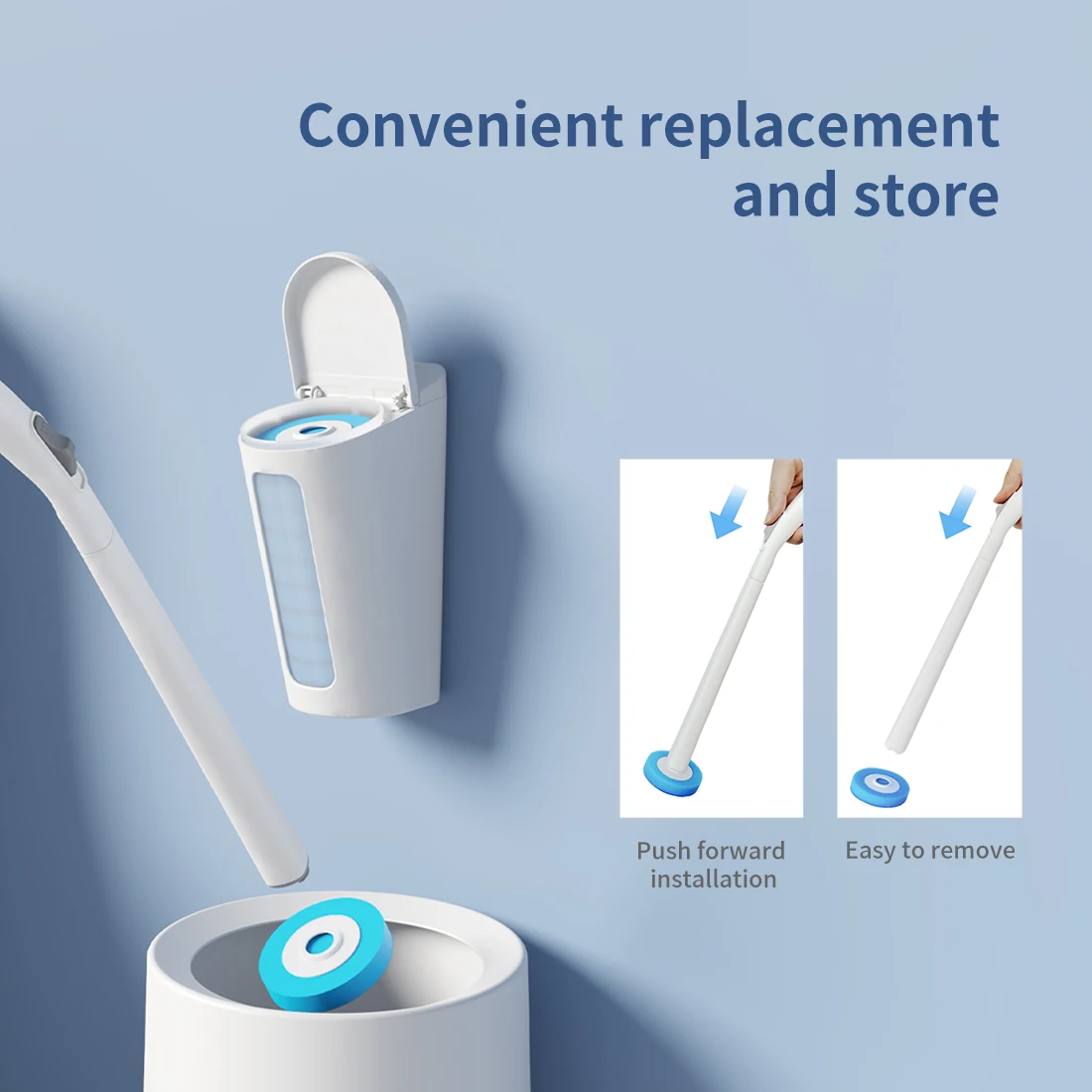 Hot Selling Professional Disposable Toilet Brush with Soap Dispenser Replaceabled Head for Bathroom