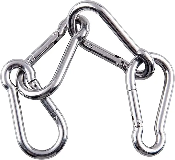 Stainless Steel Carabiner M4 Heavy Duty Spring Snap Hook Locking Carabiners for Keys Swing Set Outdoor Sports