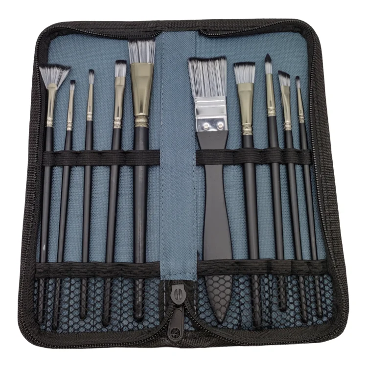 10pcs Black Nylon Hair Paint Brushes Set For Artist Watercolor Acrylic Gouache Painting Wholesale Price Art Materials