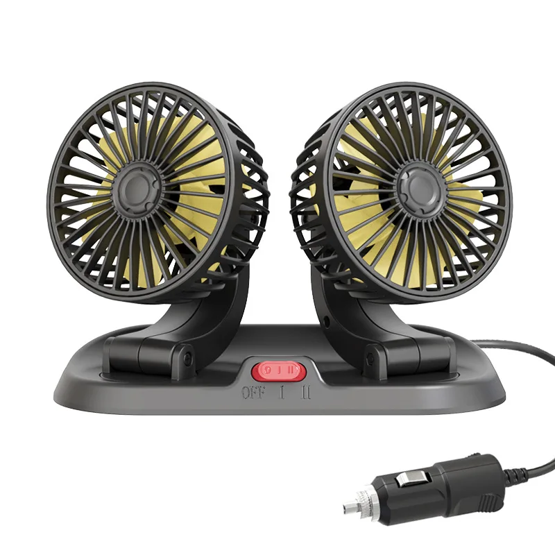 Summer Portable Auto Double Head Usb Fan 360 Degree Rotating Car Cooling Fan Car Fans For Car