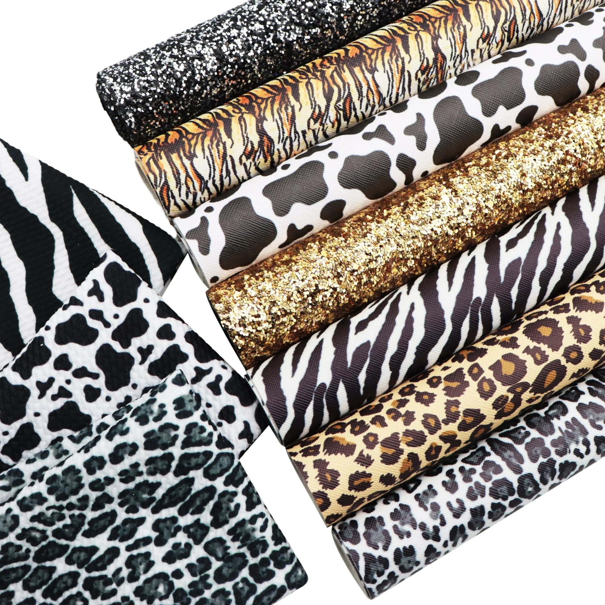 10pcs/set 20x34cm Mix Bullet Fabric and Faux Leather Sheets Bundle For Earrings Hair Bows Hobby DIY 1118375