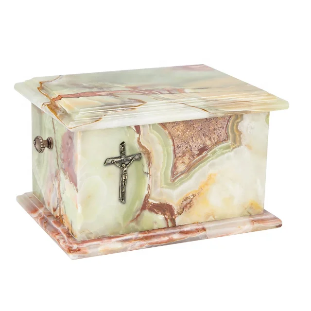 Honey White Marble Cremation Urns With Cross In Bulk Price