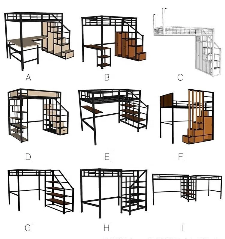 metal adult bunk beds School apartment Single Queen King Size dormitory export household loft bunk bed Frame