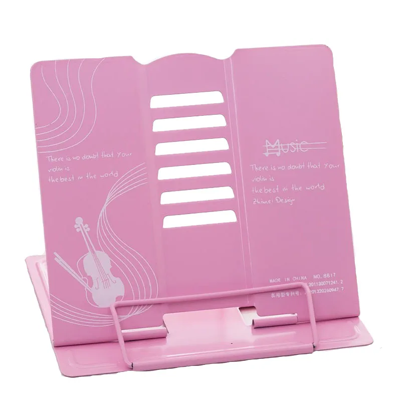 Metal Adjustable Book Pad Holder Stand Music Practice Portable Rack Bookend with Page Clips
