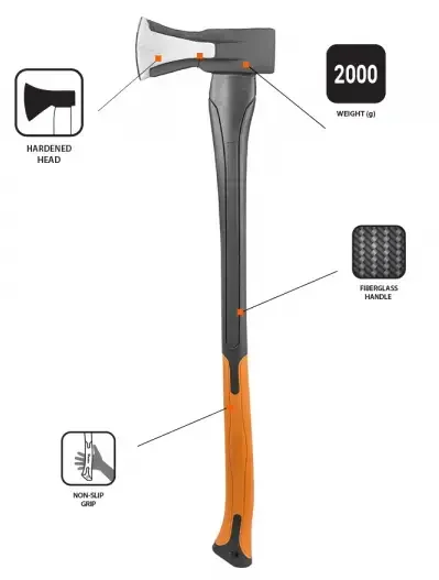 Splitting Axe/ Hatchet, Chop Wood Tree Felling Log, Garden Tool, Wedge Design