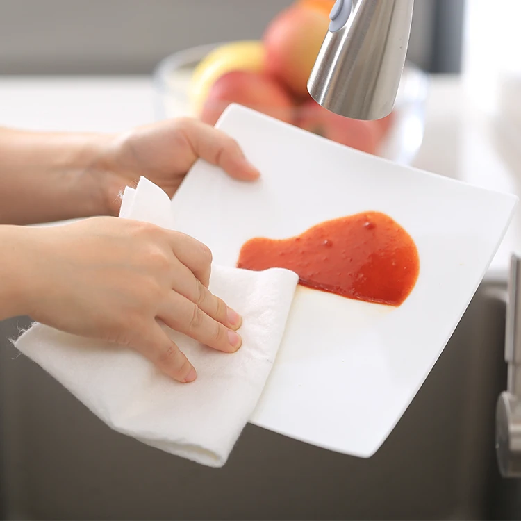 Nonwoven Oil Absorbent Towels Disposable Spunlace Cleaning Cloth Kitchen Reusable Bamboo Paper Towels