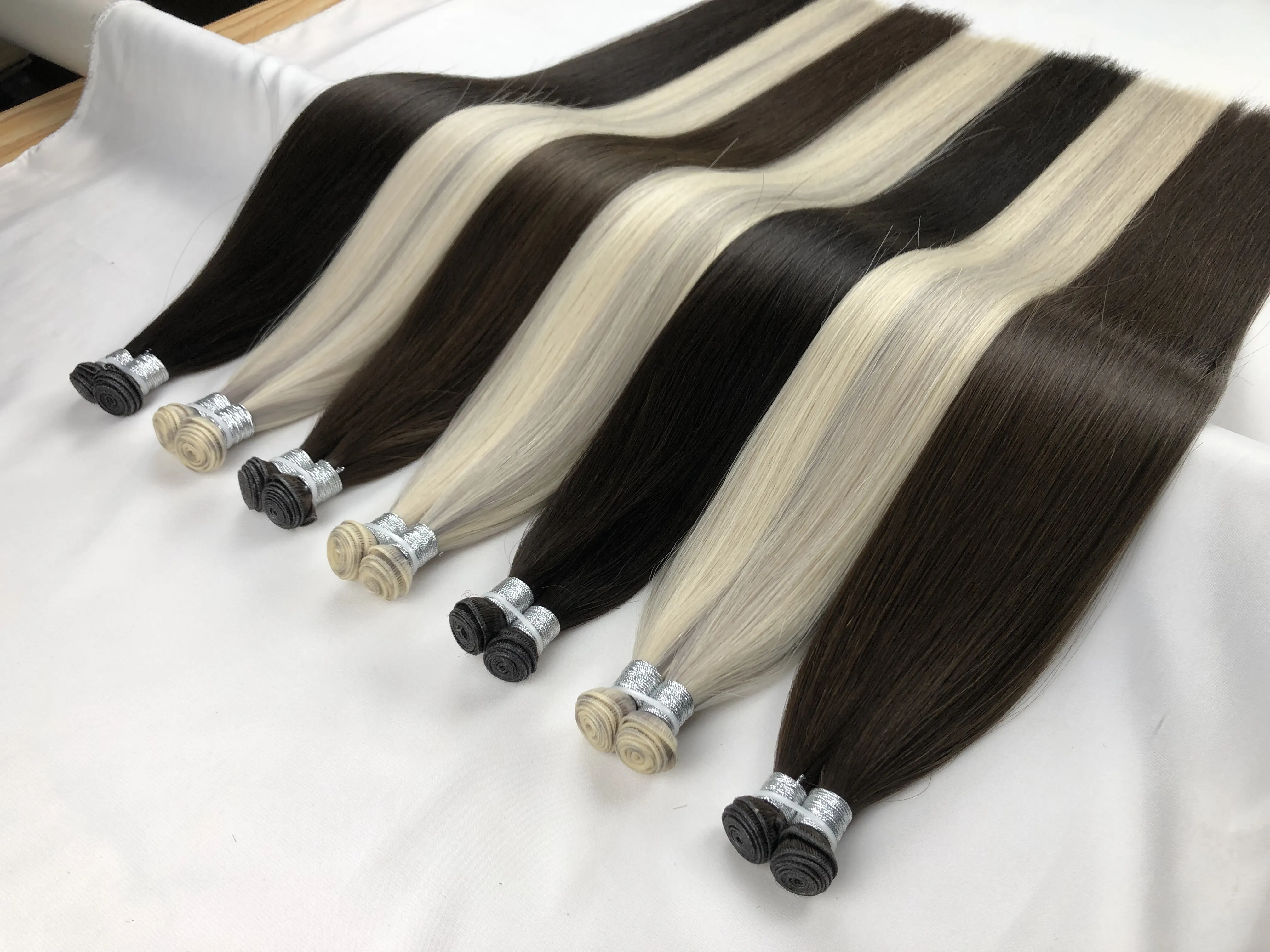 Competitive Price Russian Thin Invisible Hair Weft Double Drawn 100% Human Hair Genius Weft