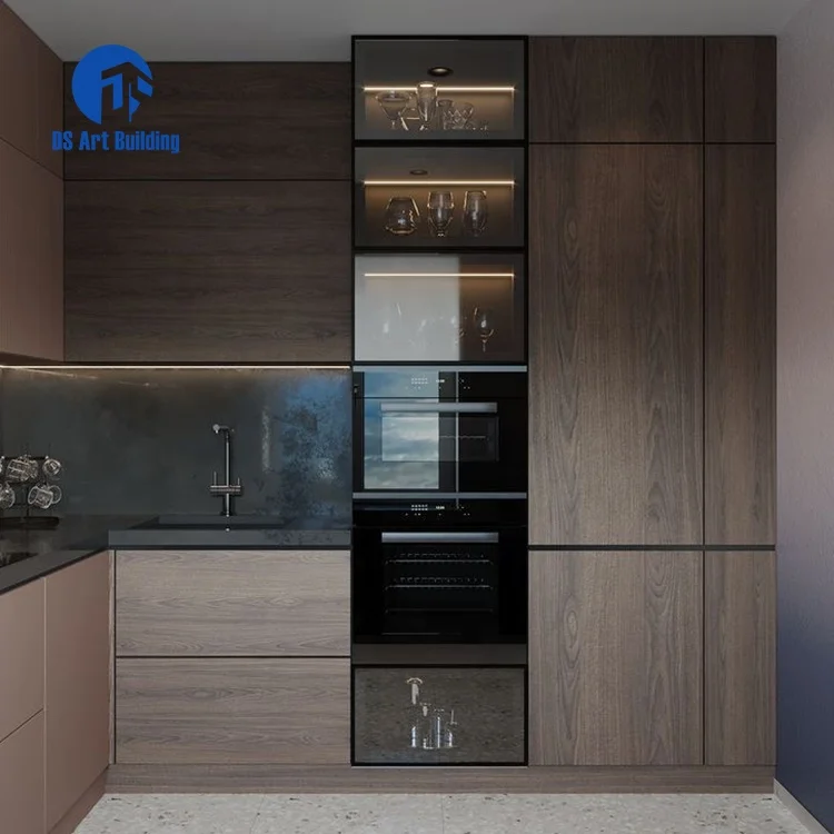 DS Customized New Arrival Luxury Lacquer Modern Design I Shape Kitchen Cabinets With Island