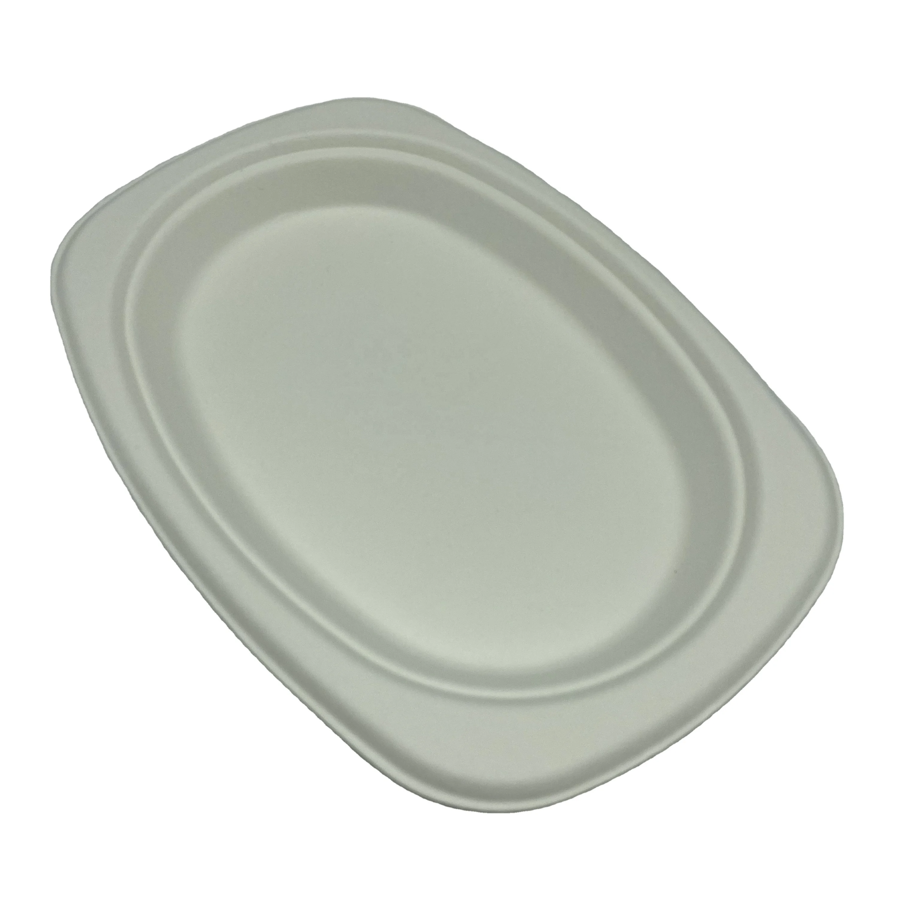 
Chinese Oval Plate Customized-size Biodegradable Disposable Eco-friendly Sugarcane Bagasse Plates Dishes Tableware 