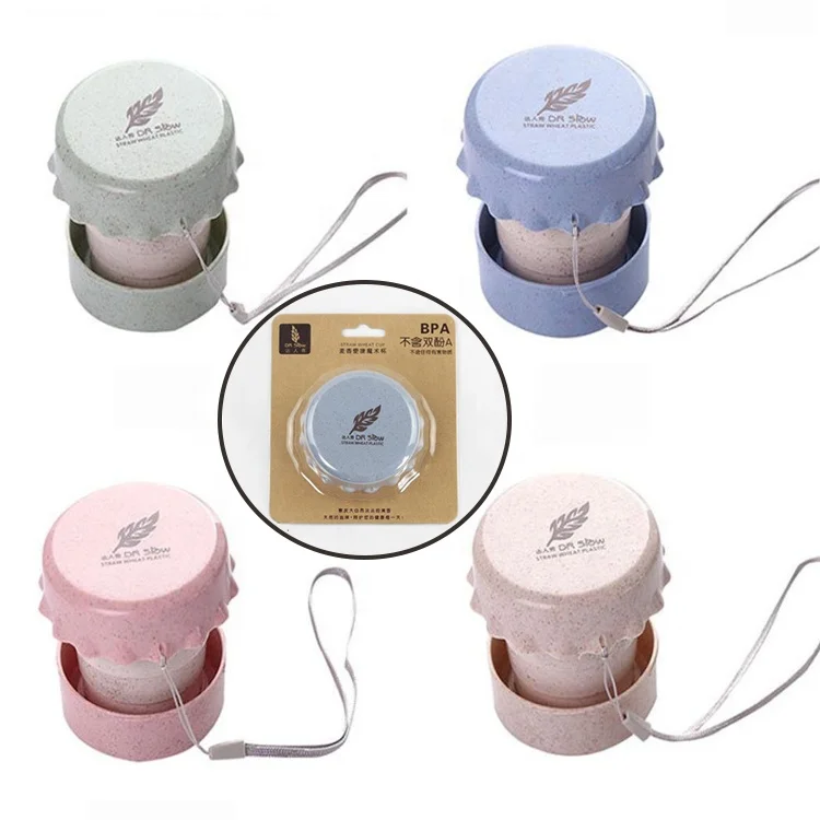 
Eco Friendly Logo Customized Wheat Straw Mug Portable Travel Coffee Collapsible Cup with Lids 