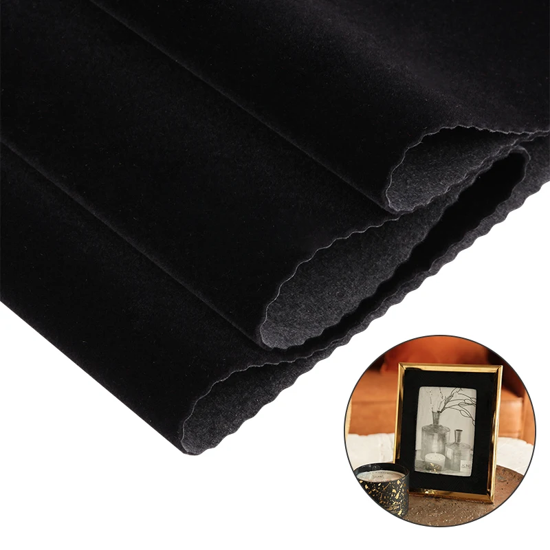 RPET flocked material jewelry box insert flocking fabric black self adhesive flock velvet fabric