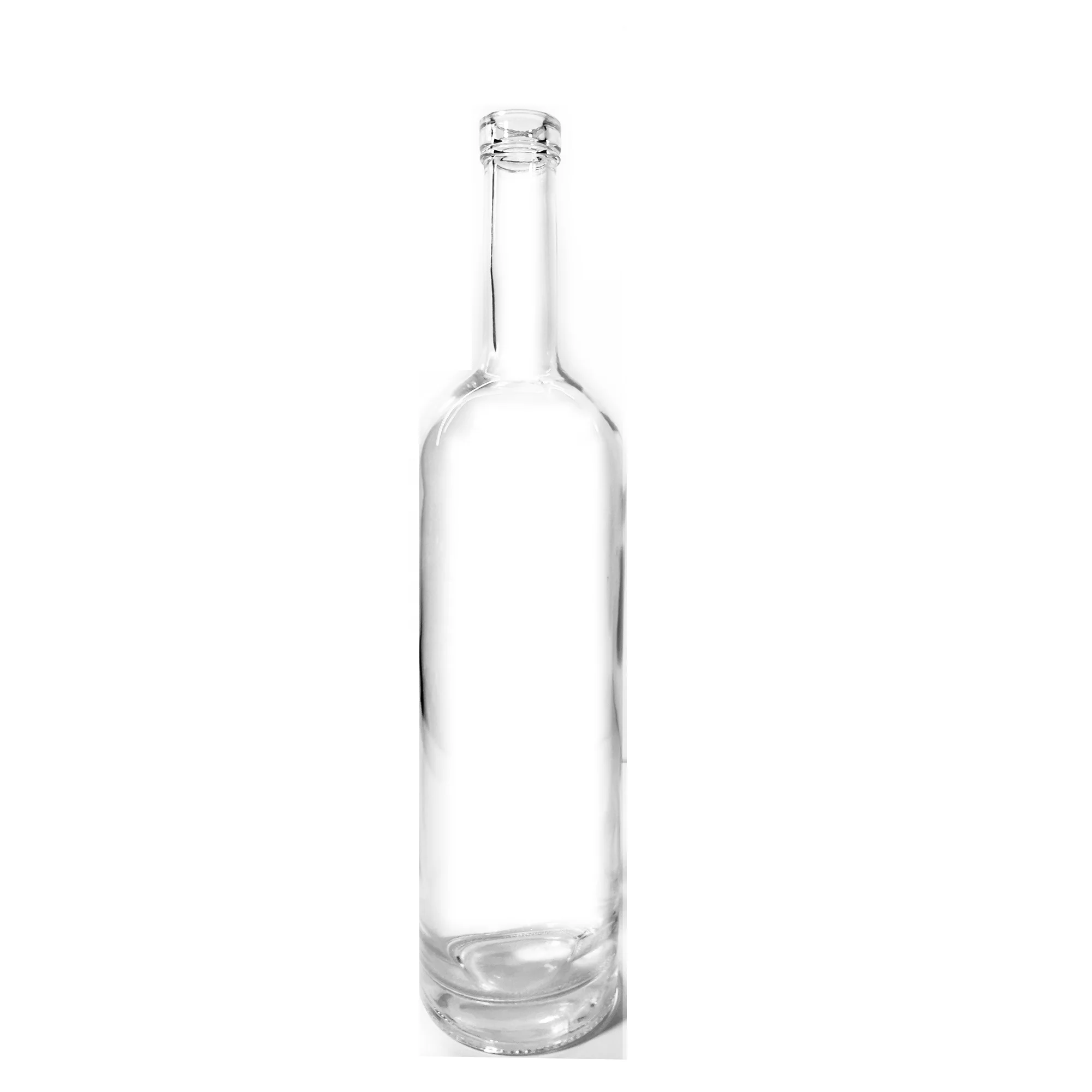 Custom 200Ml 375Ml 500Ml 750Ml clear round empty flint glass white spirit Whiskey vodka tequila bottle glass cover cork