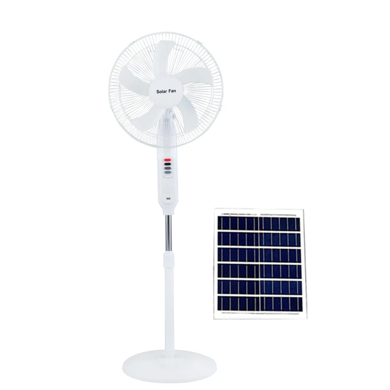 2023 solar powered fan Rechargeable 16 inch stand pedestal solar floor fan  with Solar Panel Suitable home and outdoor