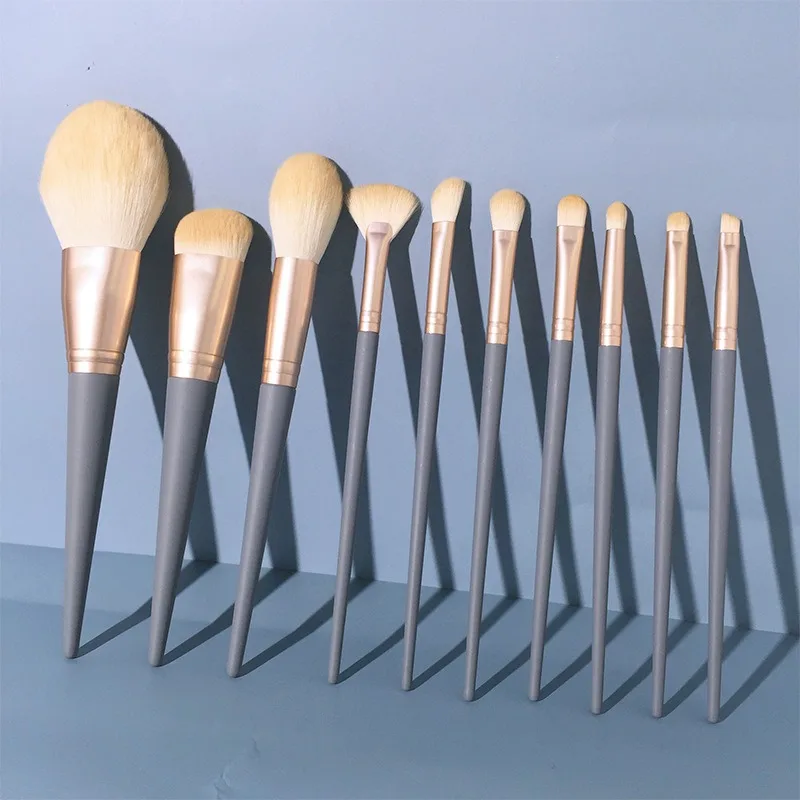 Hot Sale 10 Pcs Blue Bridge Makeup Brush Set Super Soft Synthetic Hair Brush Foundation Loose Powder Eye Shadow Brush Set