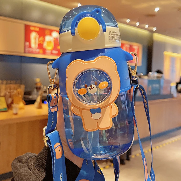 Unique Bio Plastic Grey Translucent Sippers Water Beige Wide Mouth Sport Bottle