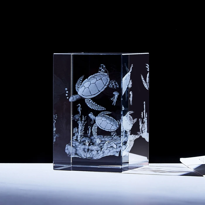 Wholesale Pujiang 3D laser engraving K9 crystal crafts wedding glass cubes design inside