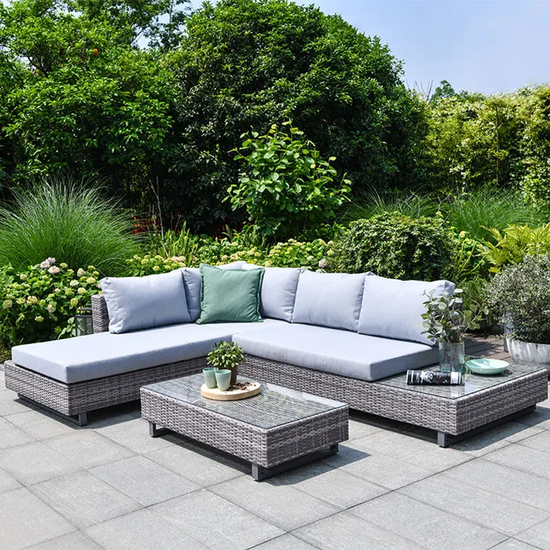 
MARIN Factory Supplier Patio Chaise Sofa Garden Outdoor Sofa Rattan Corner Sofa Garden Furniture 