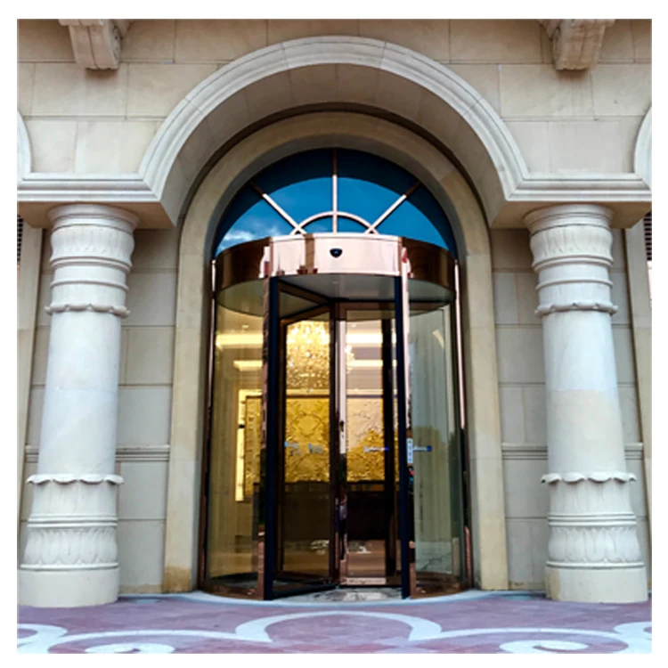 Automatic 4-wing revolving door glass door