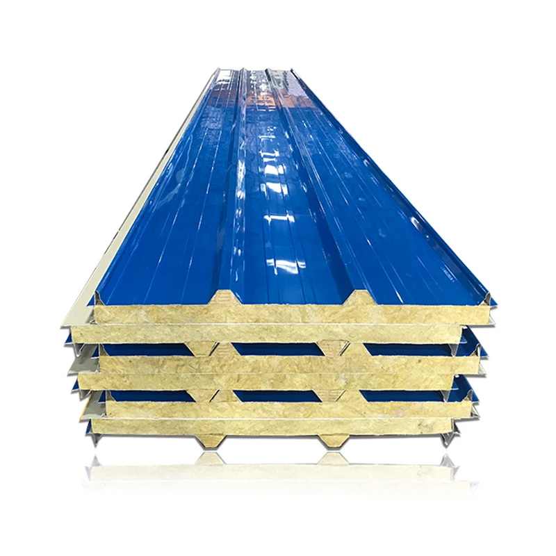 Factory Direct Good Quality Fireproof Thermal Insulation Outdoor Exterior Sandwich Panel Roof  Rock Wool Sandwich Panel