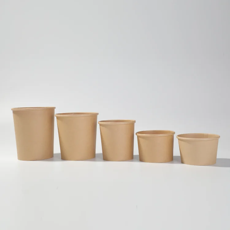 Manufacturers Supplier Disposable 8 Oz Porridge Food Containers Craft Paper Hot Heated Soup Cup Soup Bowl Craft