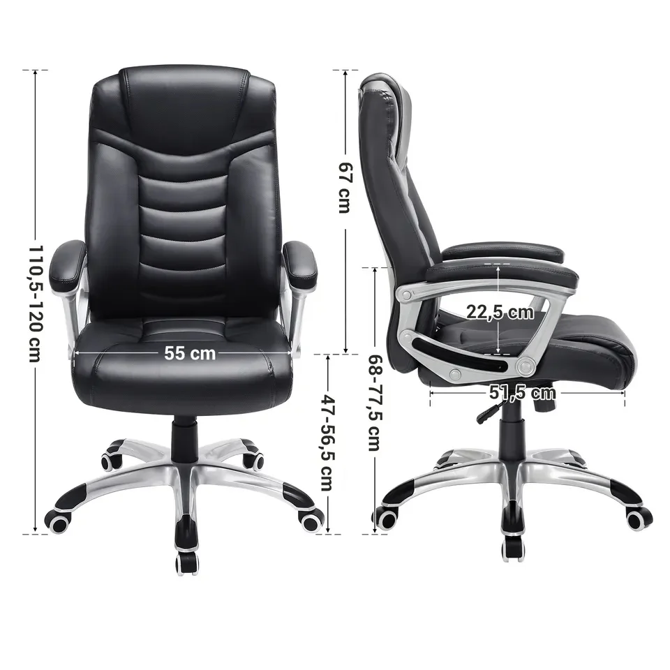 Modern Czech Black PU Leather Computer Work Chair Furniture Wholesale High Back Ergonomic Executive Luxury Leather Office Chair