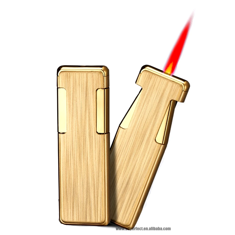 Hot sell advertising Golden modern red flame custom logo cigarette refillable pocket lighters