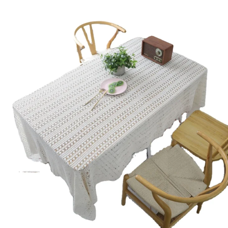 Factory jacquard lace cotton tablecloth decoration sheer overlays tablecloth