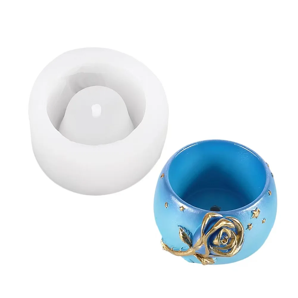 Factory Classic Oval Shape Artistic Rose Peach Blossom Marine Flora and Fauna Pattern Surface DIY Silicone Concrete Molds
