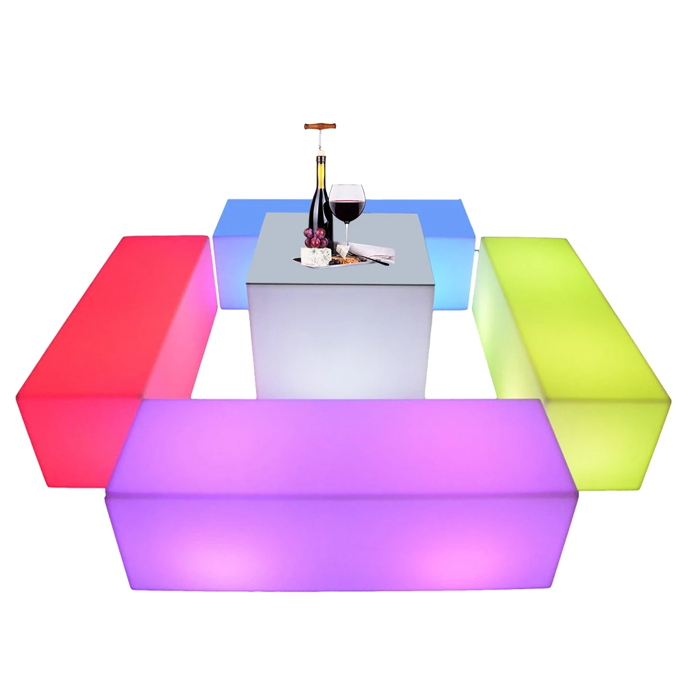 Poseur Bistro Pub led glowing bench /sofa outdoor plastic garden furniture led tables and bar chairs used