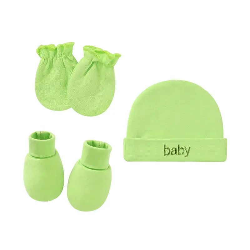 Gorros y calcetines para Hot style new thin newborn infant hats and gloves set baby fetal  with mittens chirp tail hat set