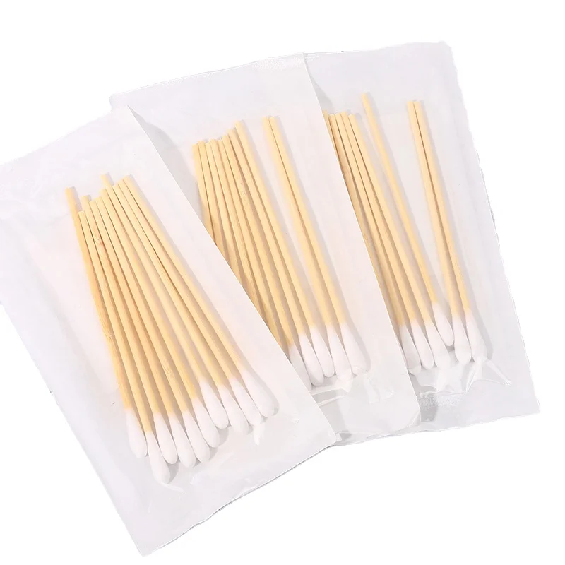 Bulk price factory wooden stick sterile single medical cotton swab packaging