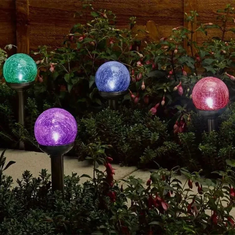 Newish dia8xH38cm IP65 weatherproof glass crack ball stainless steel solar powered street light ground led stake for home garden