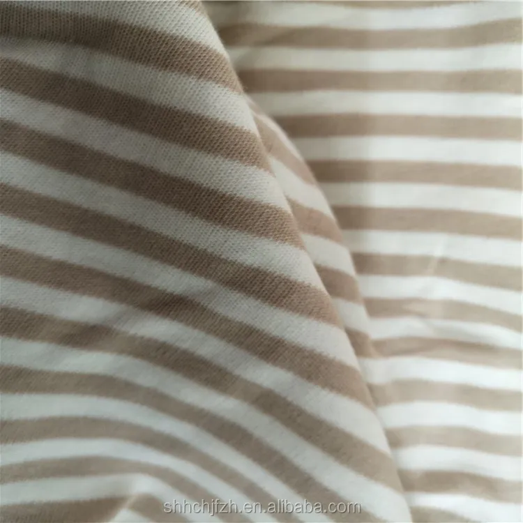 Feeder Striped Cotton Jersey Knitting Fabric Stripe Interlock Knitted Cotton Fabric