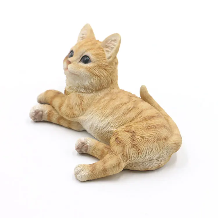 Custom realistic resin animal figurines lying outdoor cat garden decor, outdoor animal decor statue resin wild cat craft&