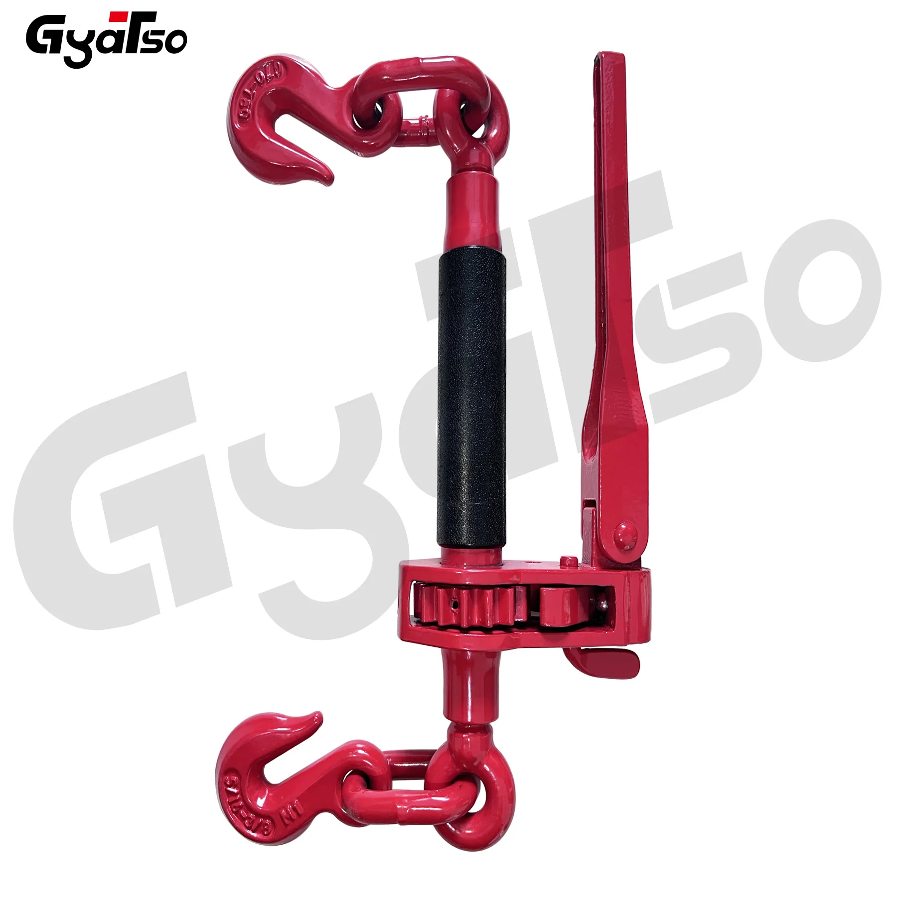 Ratchet Style Folding Handle Load Binder with 2 Grab Hooks Ratchet Chain Binder for Flatbed Trailer