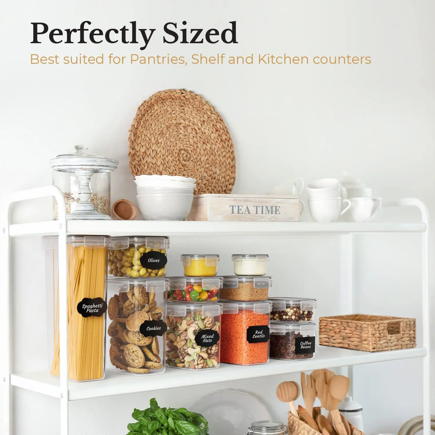 36 pcs Plastic Airtight Food Storage Containers Kitchen Organization Canisters with Lids Labels & Marker for Pantry